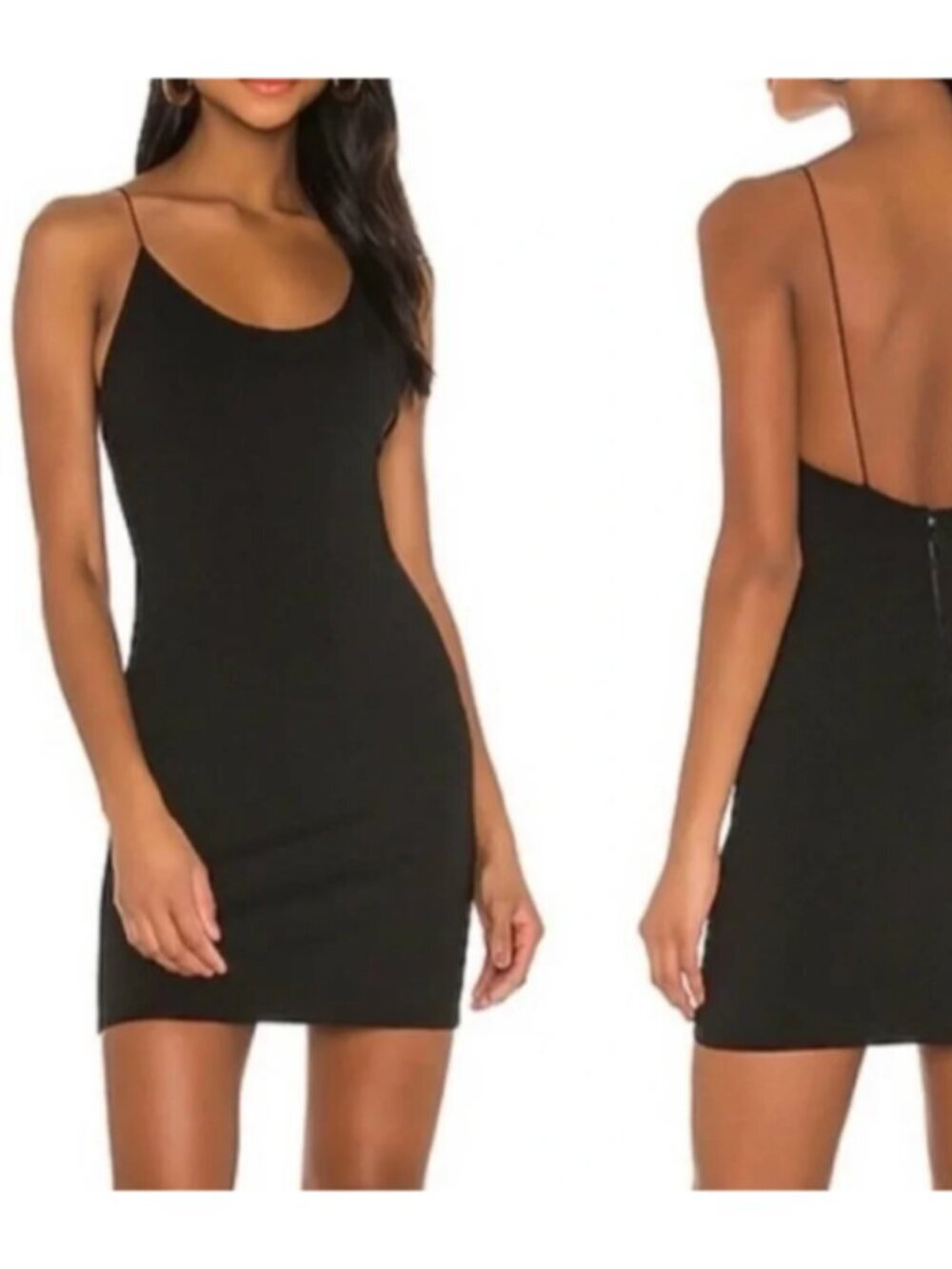 Alice + Olivia Nelle Black Mini Dress Womens 6 Fitted Spaghetti Strap Bodycon